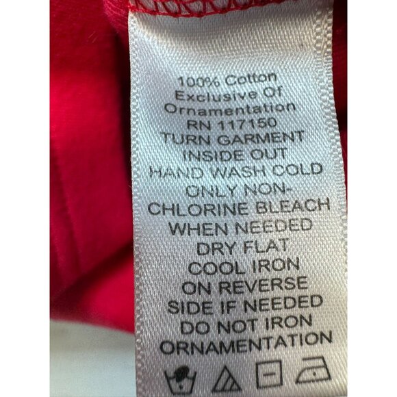 Quacker Factory 3/4 Sleeve Shirt American Flag Heart Rhinestone Design 2X Red - Picture 4 of 9